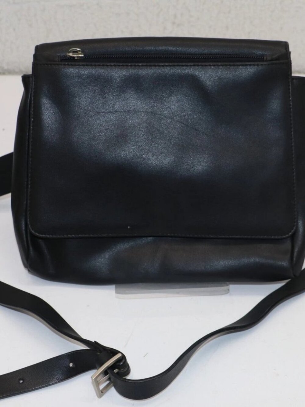 Versace Leather Messenger Handbag - Black